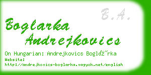 boglarka andrejkovics business card